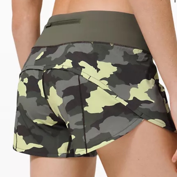 LULULEMON SPEED UP MR SHORT 4”-CAMO CRISPIN GREEN - Picture 2 of 11